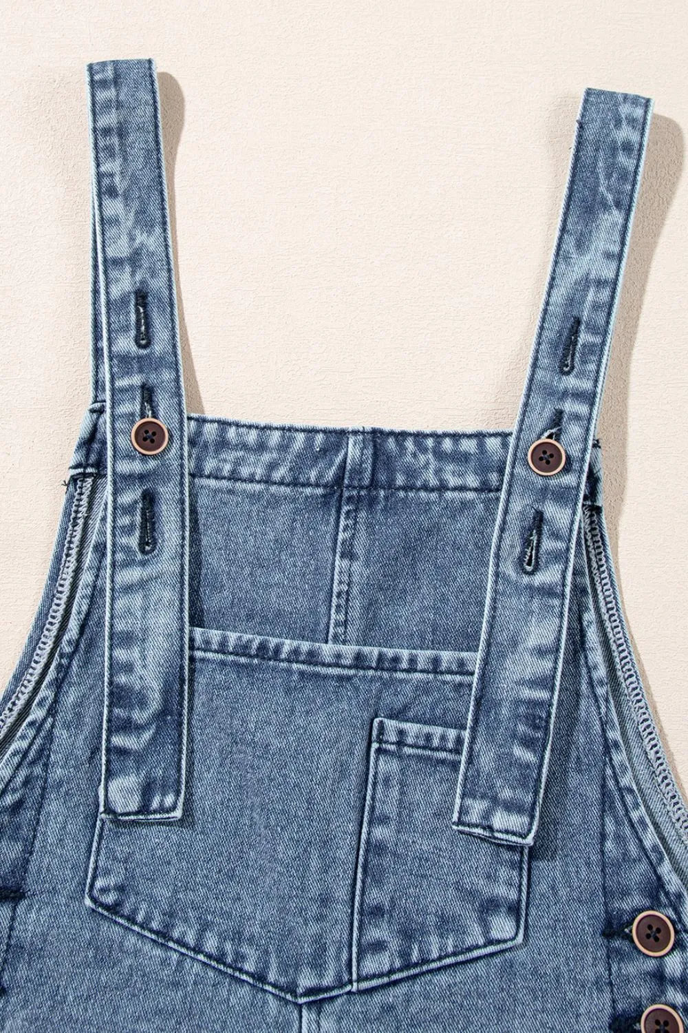 Distressed Bib Pocket Wide Leg Denim Overalls - Les secrets de Cath