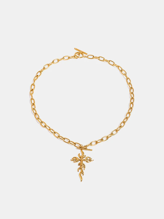 Collier croix en acier inoxydable plaqué or 18 carats - Les secrets de Cath