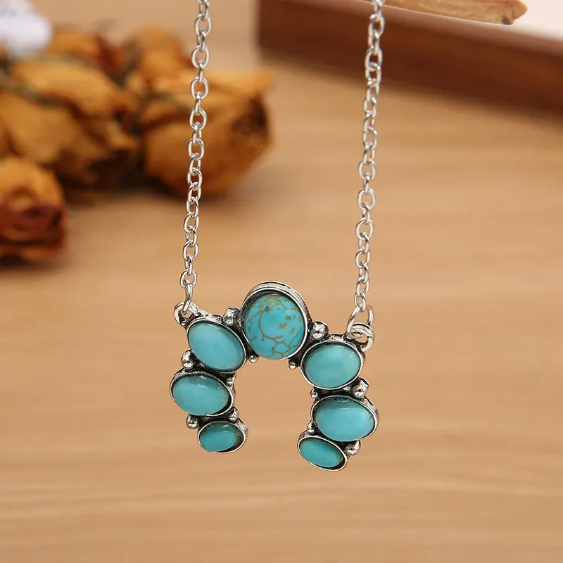 Collier pendentif en alliage de turquoise artificielle - Les secrets de Cath