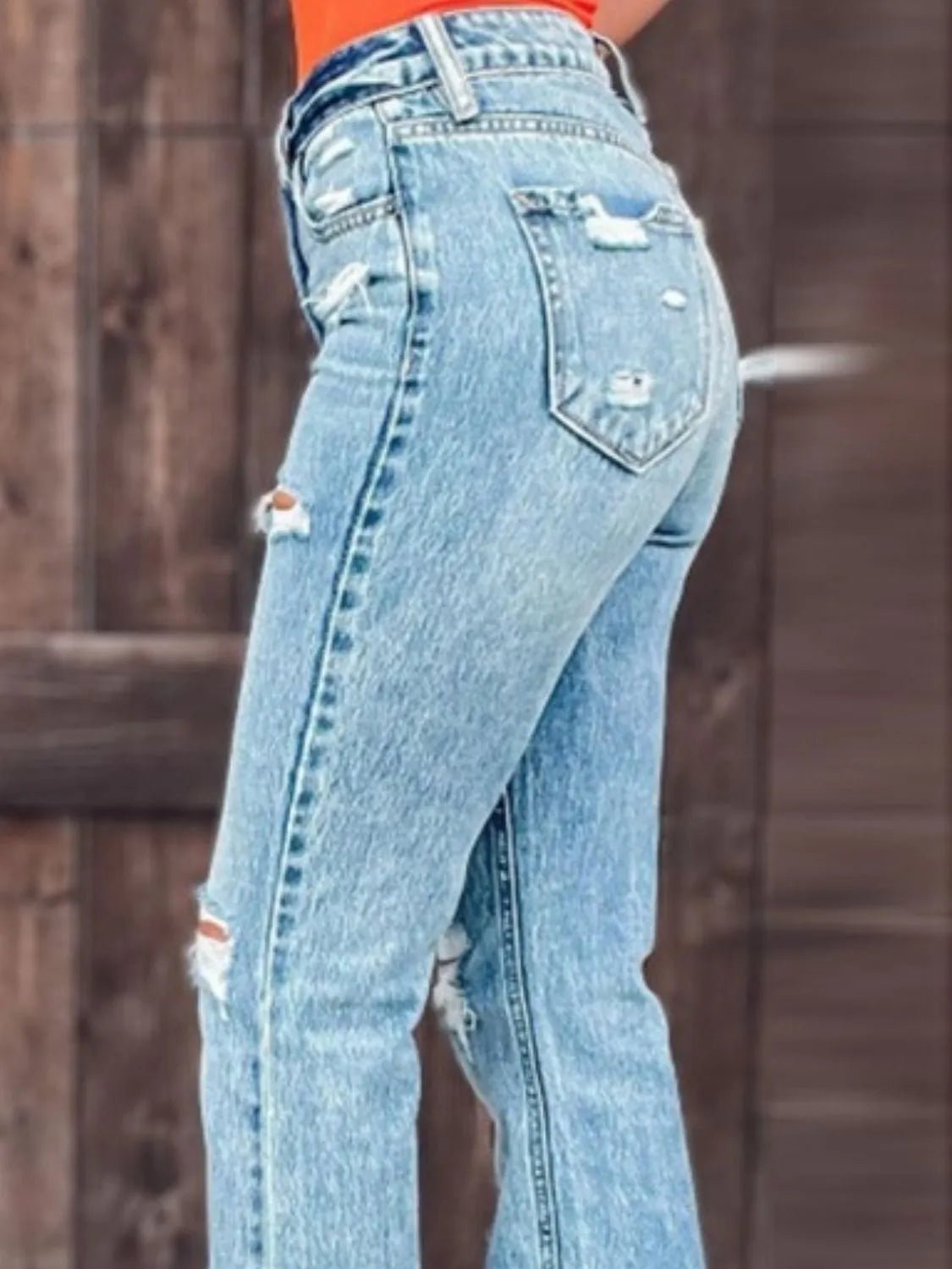 Jean bootcut fendu effet usé - Les secrets de Cath