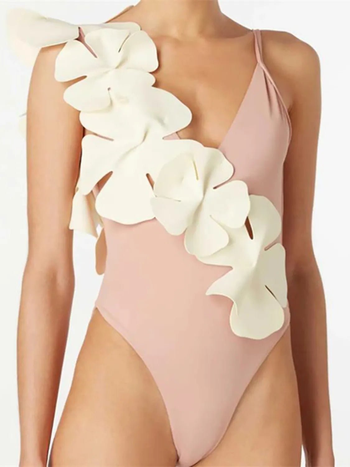Maillot de bain une pièce à bretelles spaghetti et fleurs contrastées - Les secrets de Cath