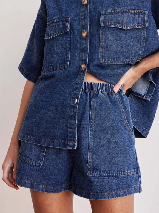 Elastic Waist Denim Shorts - Les secrets de Cath