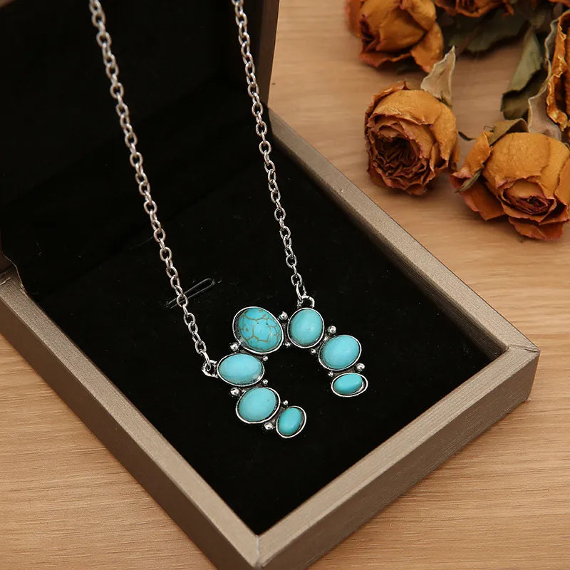 Collier pendentif en alliage de turquoise artificielle - Les secrets de Cath