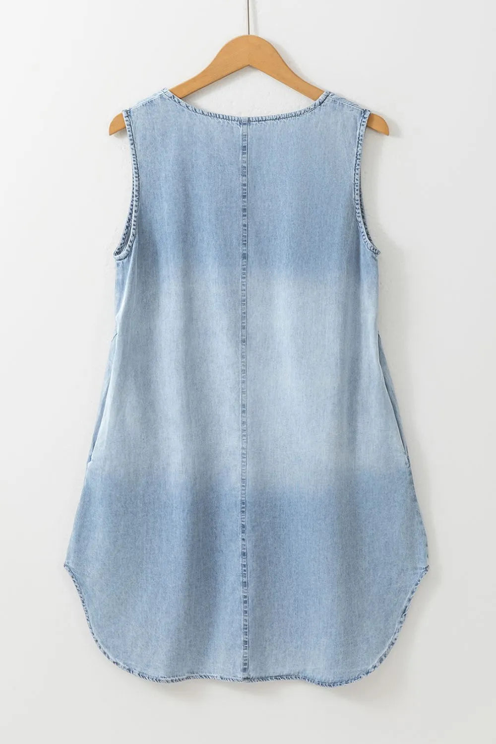 Wash Notched Sleeveless Mini Denim Dress - Les secrets de Cath