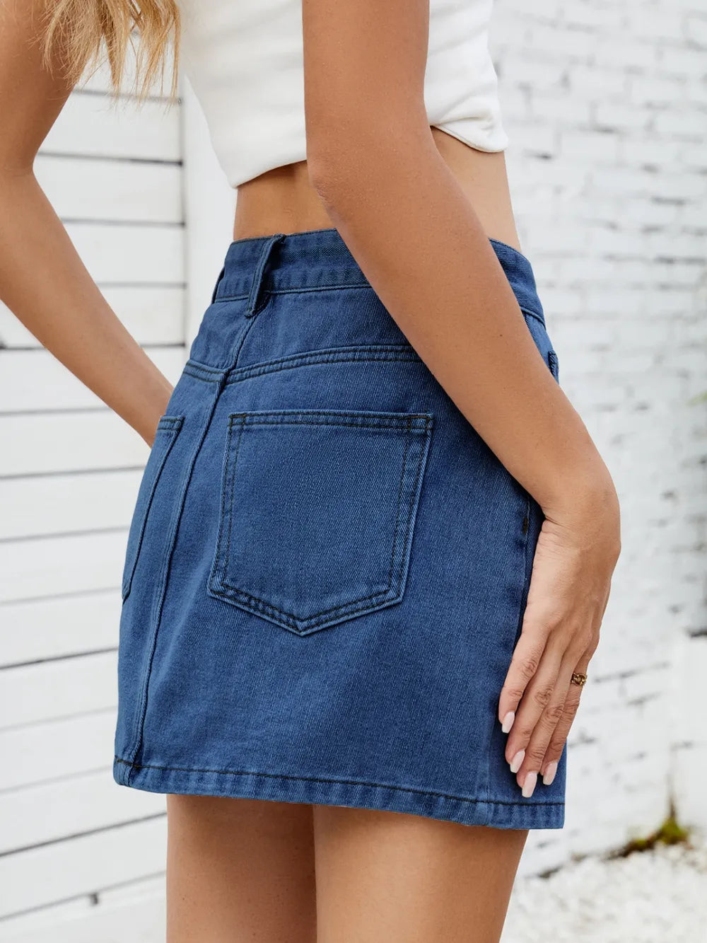 Solid Mini Denim Skirt - Les secrets de Cath