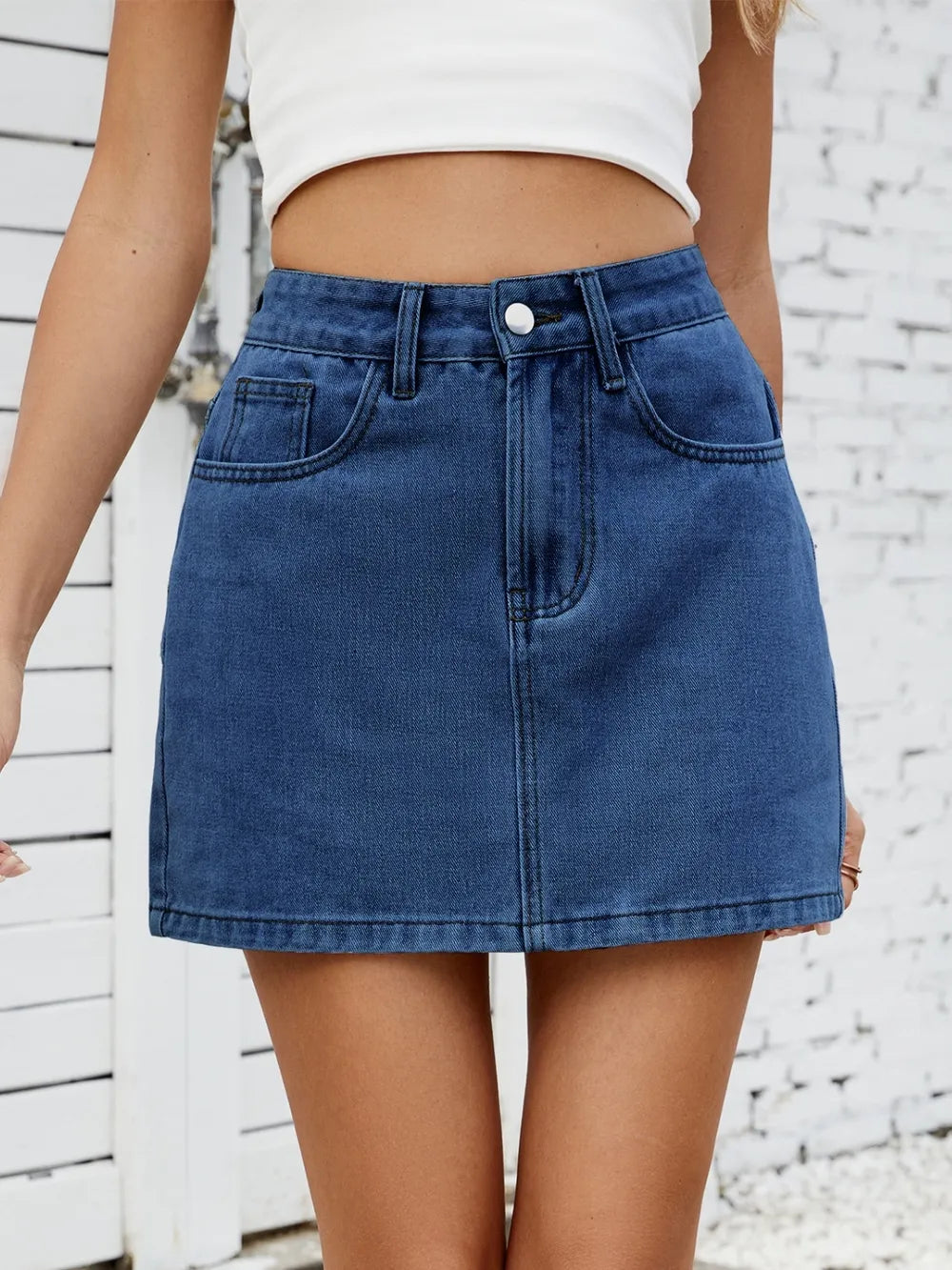 Solid Mini Denim Skirt - Les secrets de Cath