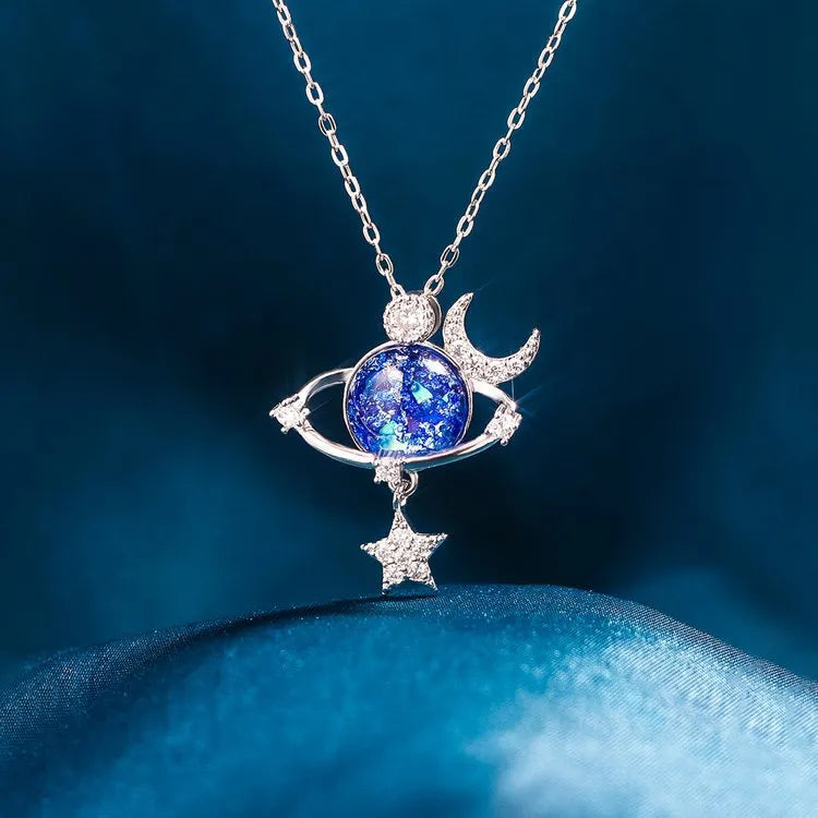 Collier étoile lune en zircon incrusté de ciel étoilé - Les secrets de Cath