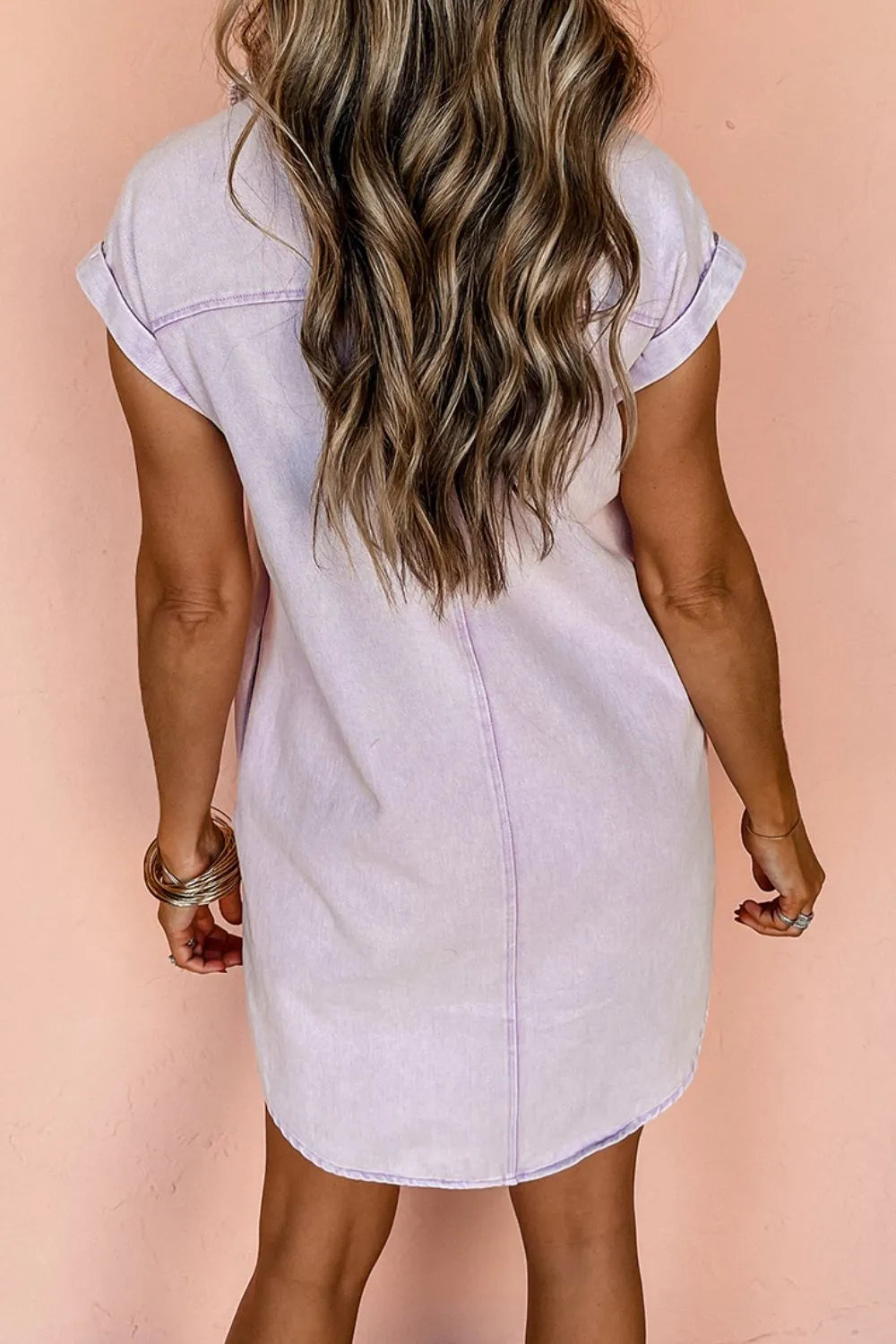 Button Down Short Sleeve Denim Dress - Les secrets de Cath