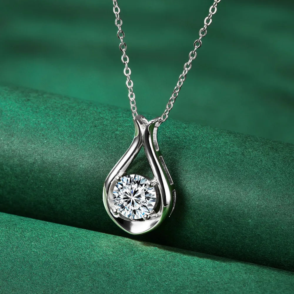 Collier pendentif en argent sterling 925 avec moissanite de 2 carats - Les secrets de Cath