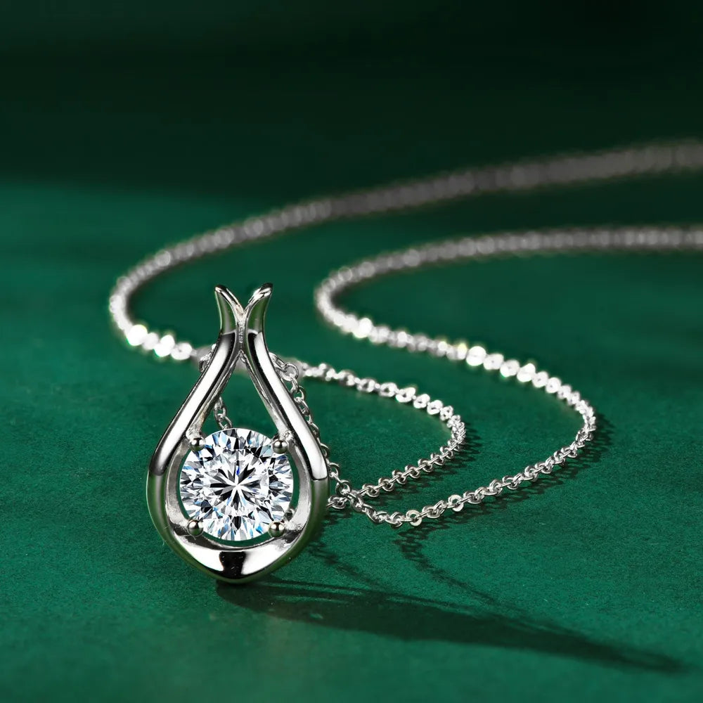 Collier pendentif en argent sterling 925 avec moissanite de 2 carats - Les secrets de Cath