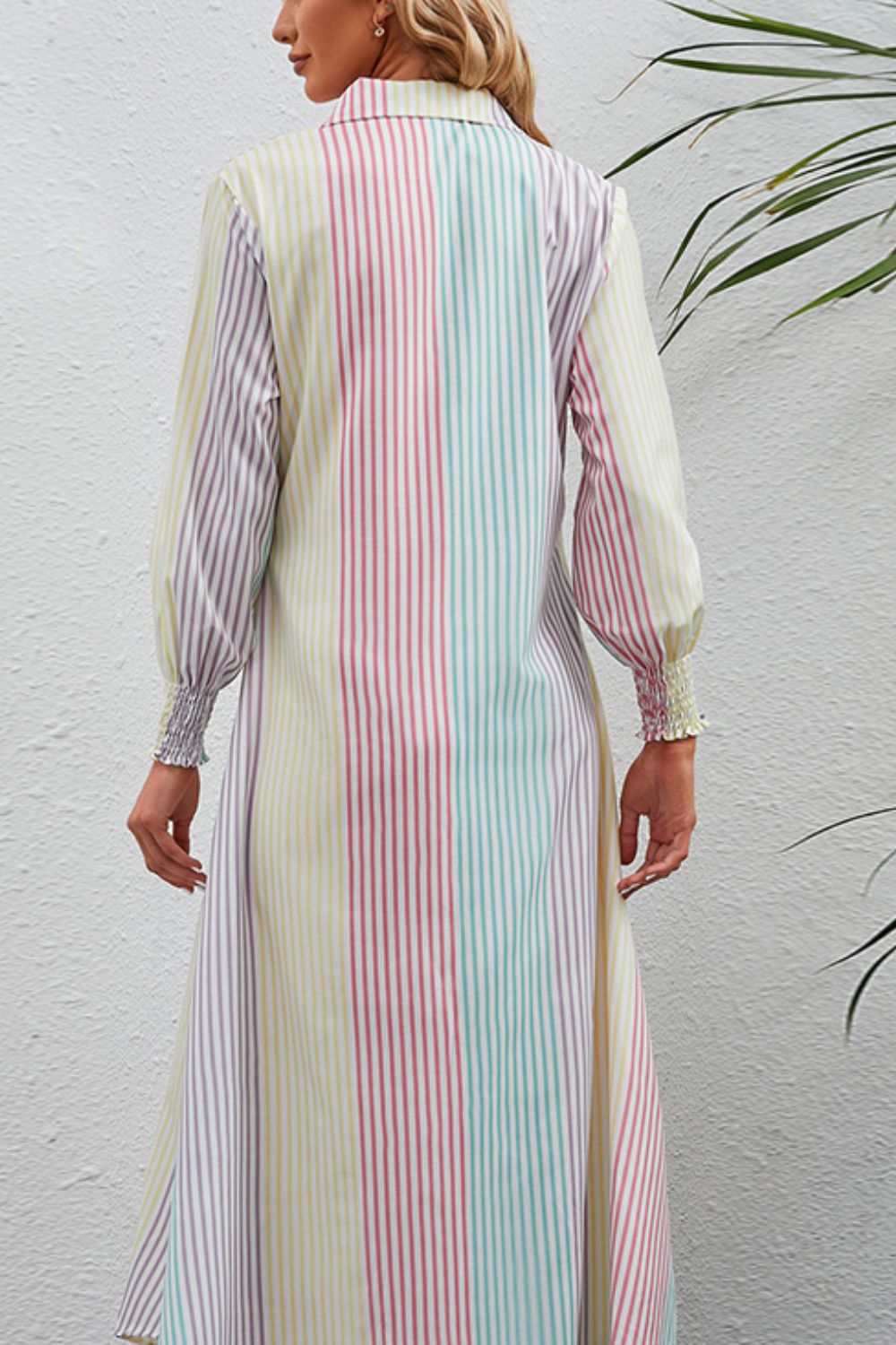 Robe chemise longue boutonnée à rayures arc-en-ciel - Les secrets de Cath
