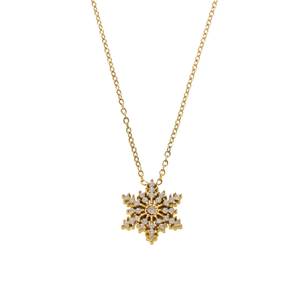 Collier flocon de neige en acier inoxydable et zircons - Les secrets de Cath