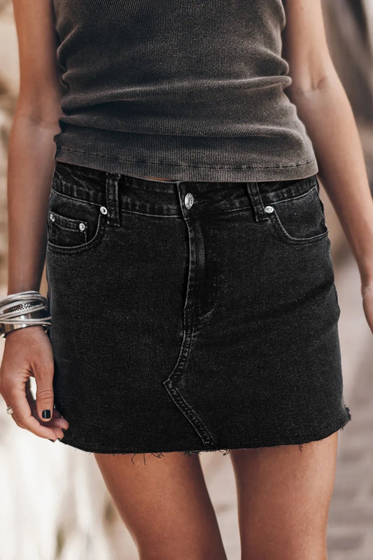 Frayed Hem Denim Mini Skirt - Les secrets de Cath