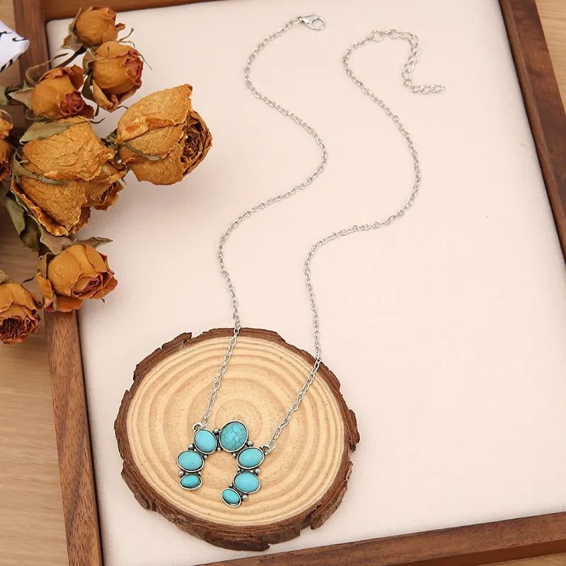 Collier pendentif en alliage de turquoise artificielle - Les secrets de Cath