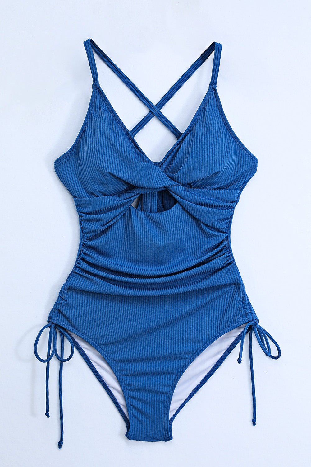 Maillot de bain une pièce à bretelles spaghetti et col en V découpé - Les secrets de Cath