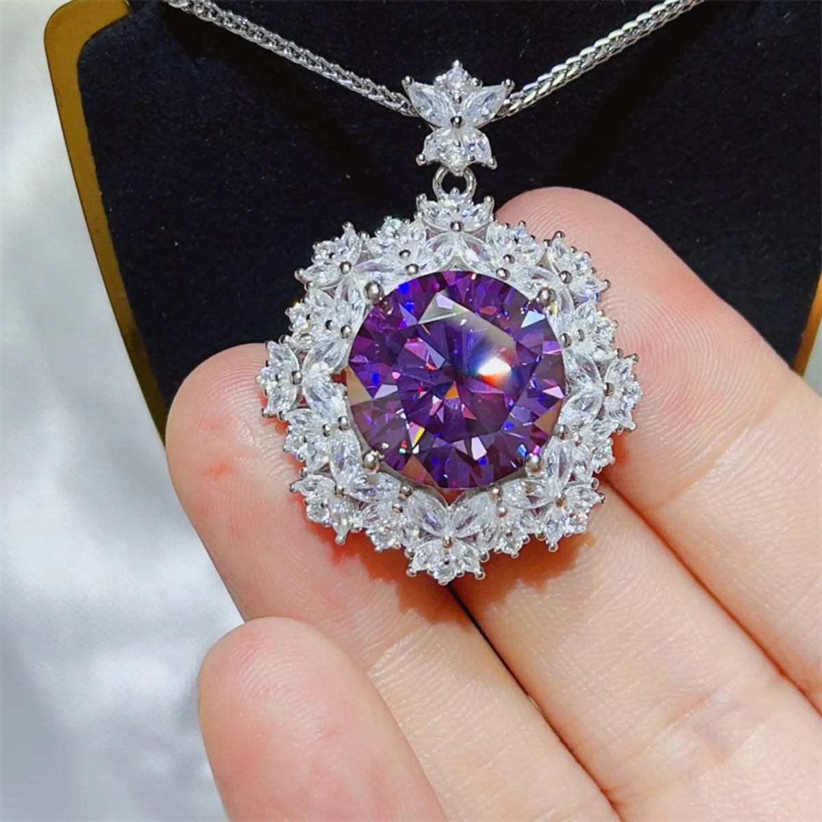 Collier en argent sterling 925 avec moissanite 10 carats - Les secrets de Cath