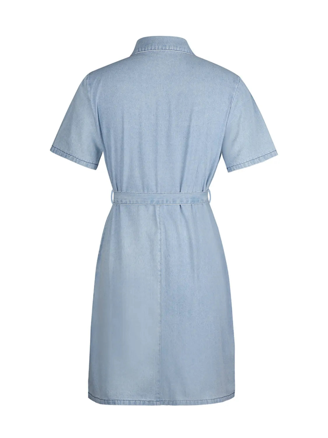 Full Size Zip Front Short Sleeve Denim Dress Plus Size - Les secrets de Cath