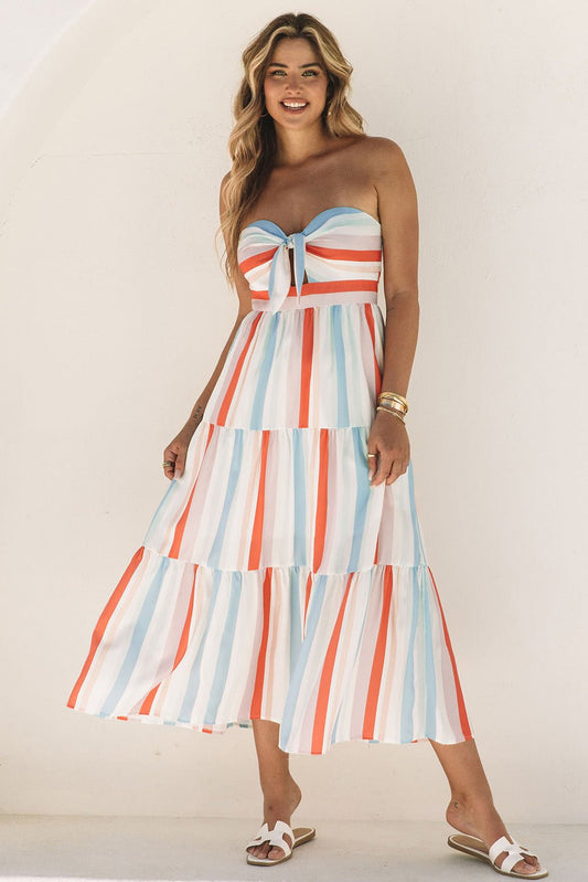 Robe bustier rayée à col en cœur - Les secrets de Cath