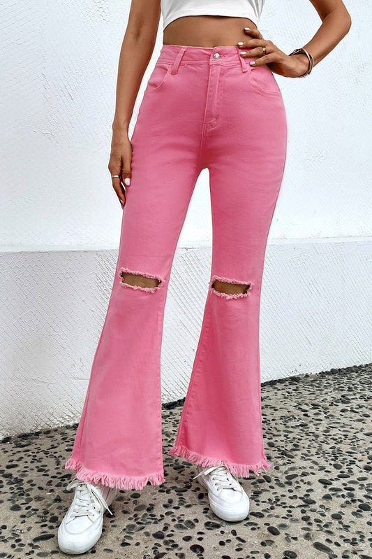 Jean bootcut à ourlet brut effet usé - Les secrets de Cath