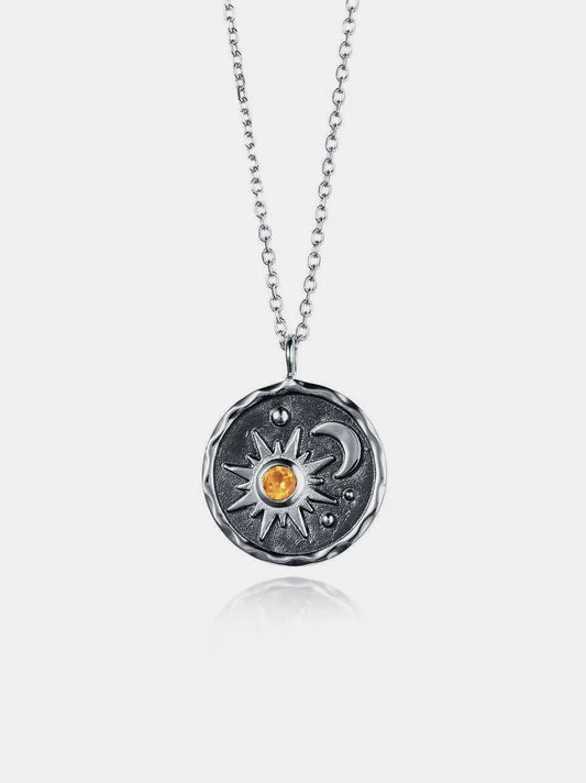 Collier soleil et lune en alliage incrusté de zircons - Les secrets de Cath