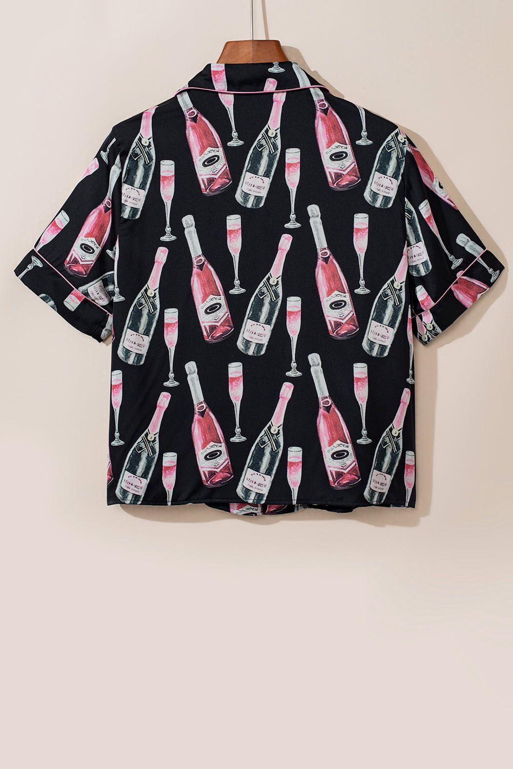 Champagne Print Short Sleeve Top and Shorts Set - Les secrets de Cath