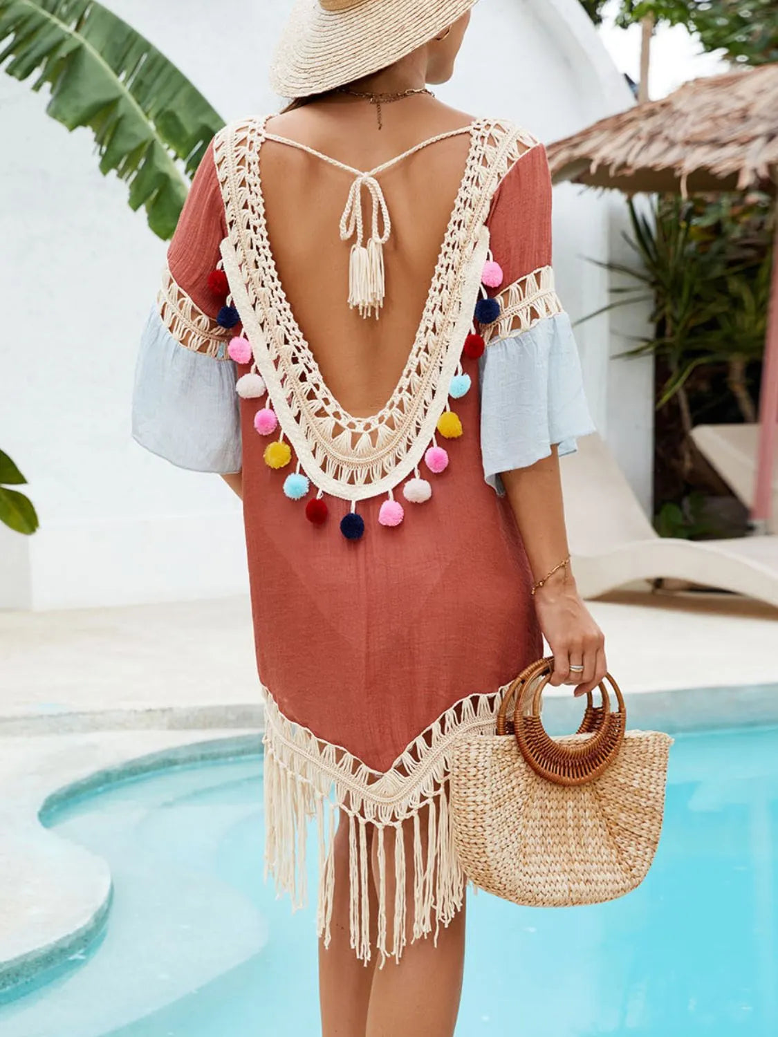 Backless Tassel Hem V-Neck Cover-Up - Les secrets de Cath