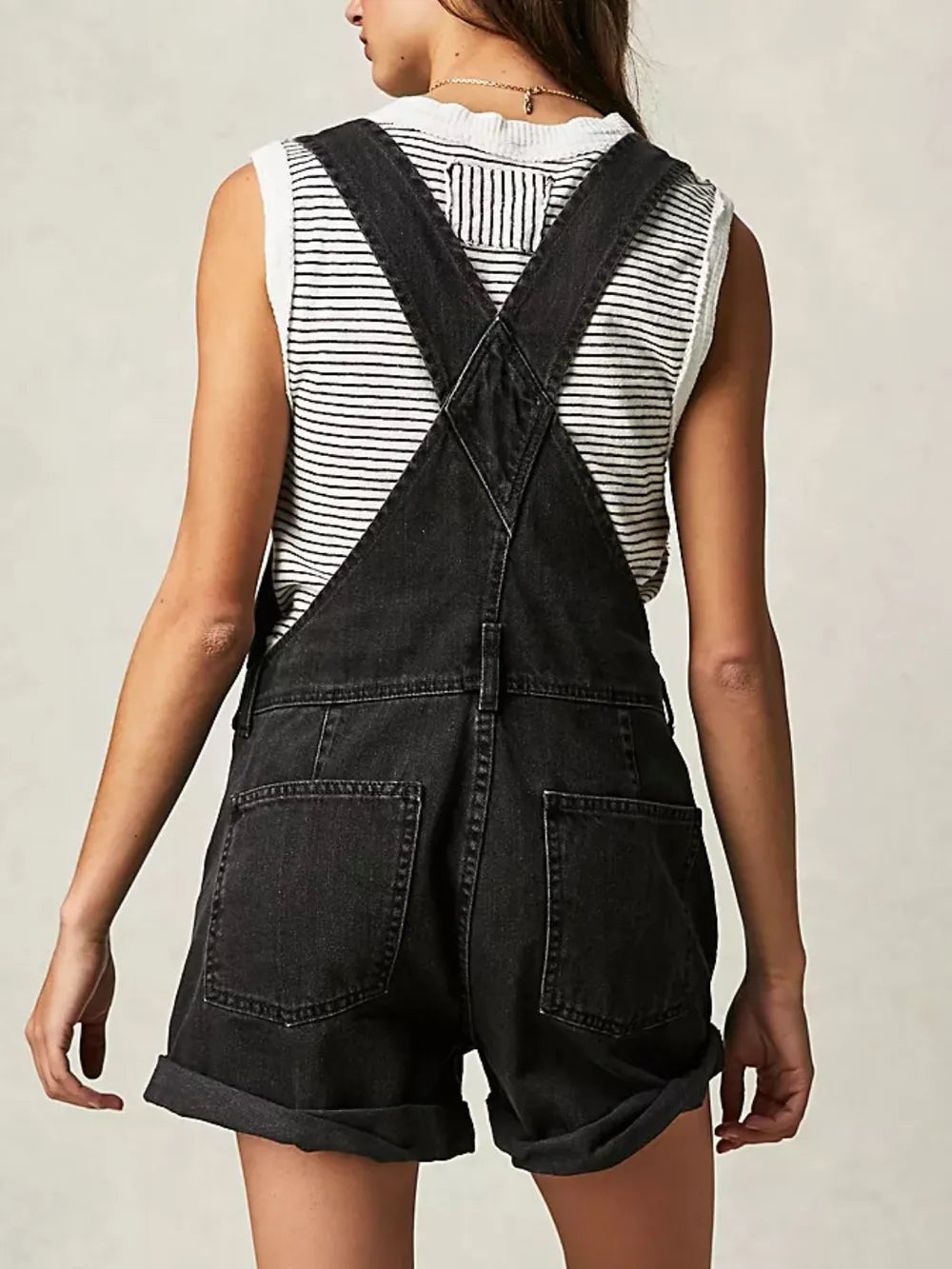 Square Neck Wide Strap Denim Overalls - Les secrets de Cath
