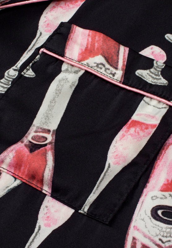Champagne Print Short Sleeve Top and Shorts Set - Les secrets de Cath