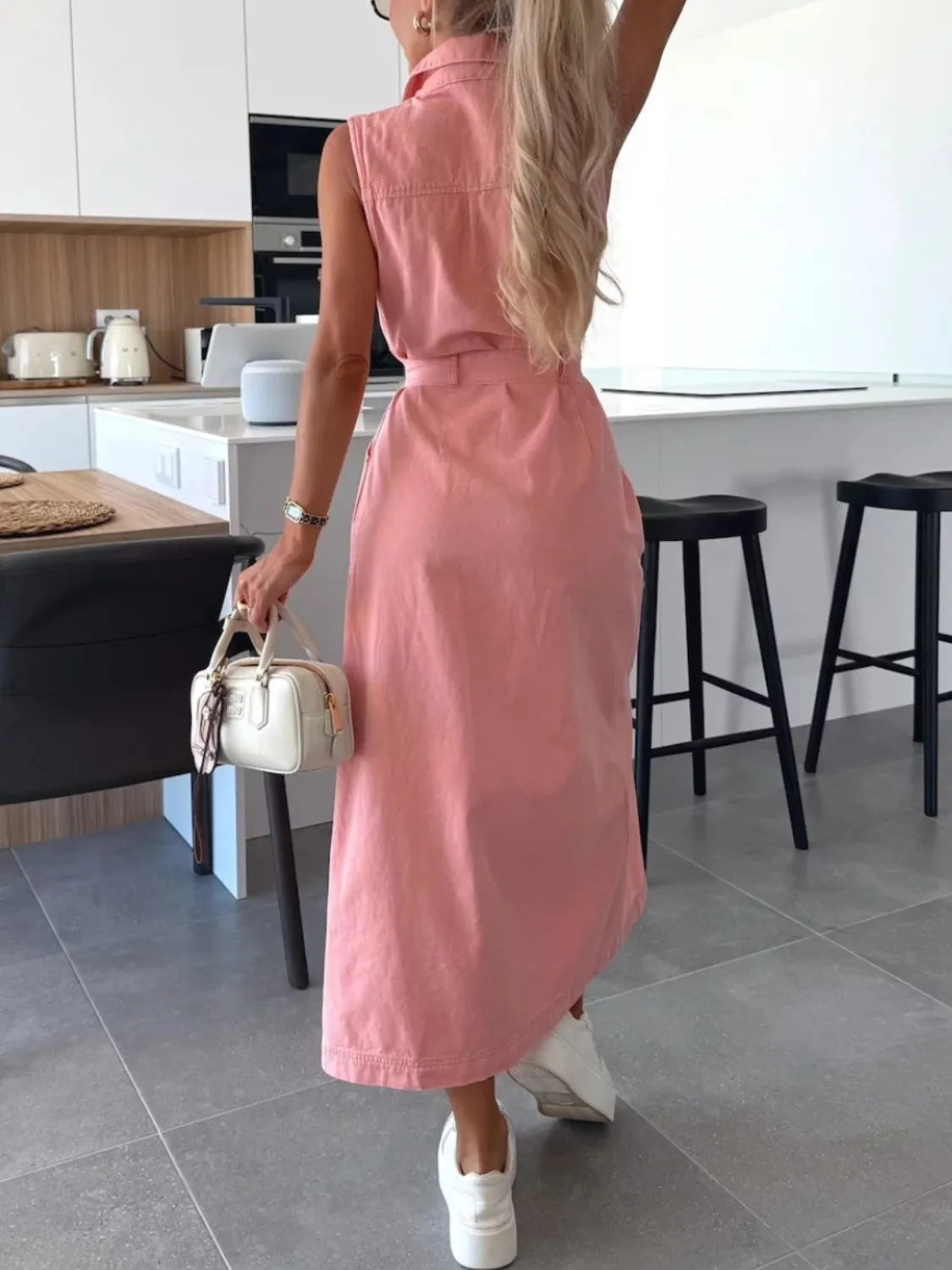 Button Front Sleeveless Denim Dress - Les secrets de Cath