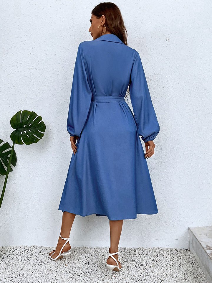 Robe boutonnée à col montant et ceinture nouée Honey - Les secrets de Cath