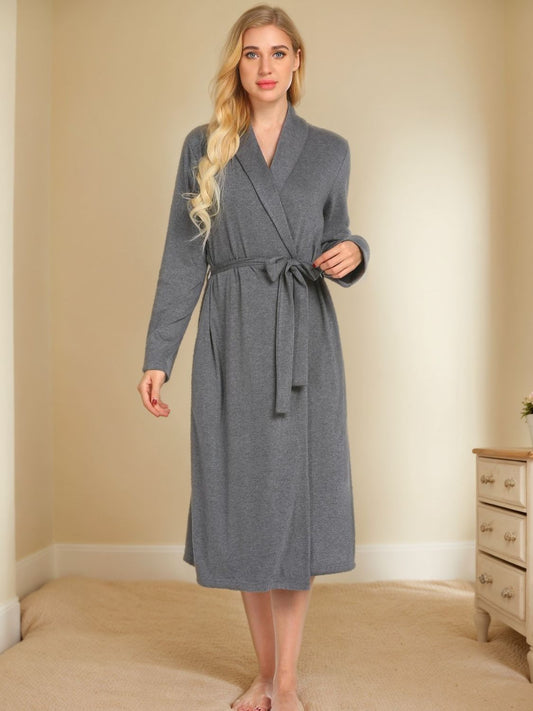 Tied Lounge Nightgown with Pockets - Les secrets de Cath