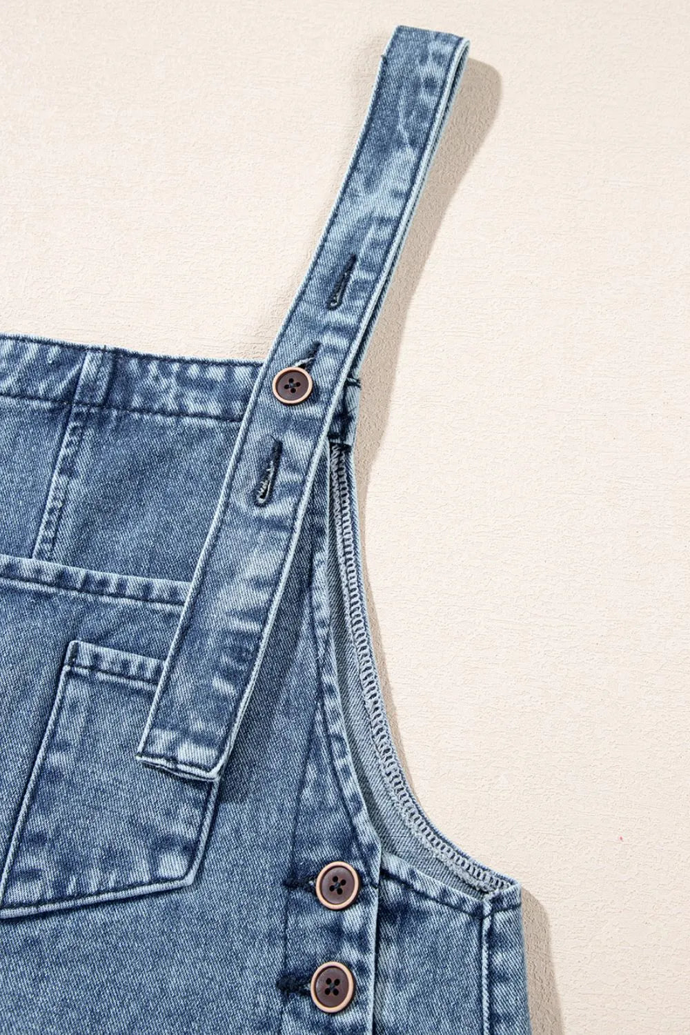 Distressed Bib Pocket Wide Leg Denim Overalls - Les secrets de Cath