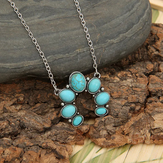 Collier pendentif en alliage de turquoise artificielle - Les secrets de Cath