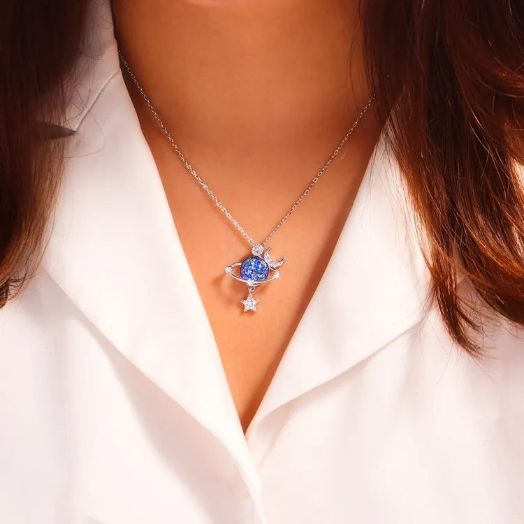 Collier étoile lune en zircon incrusté de ciel étoilé - Les secrets de Cath