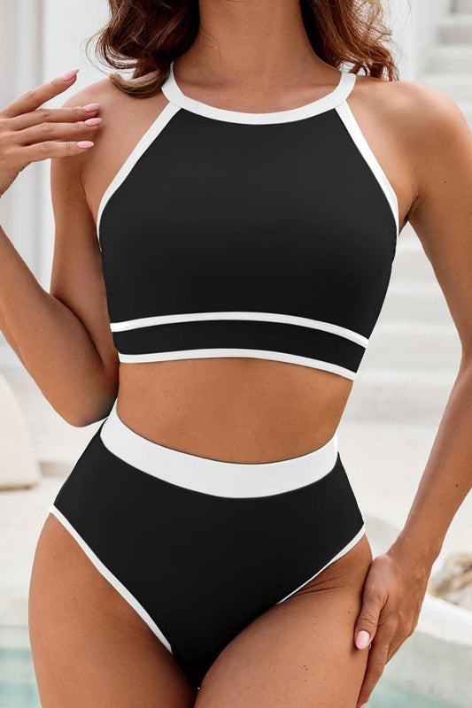 Ensemble de bikini à bordure contrastée croisée - Les secrets de Cath