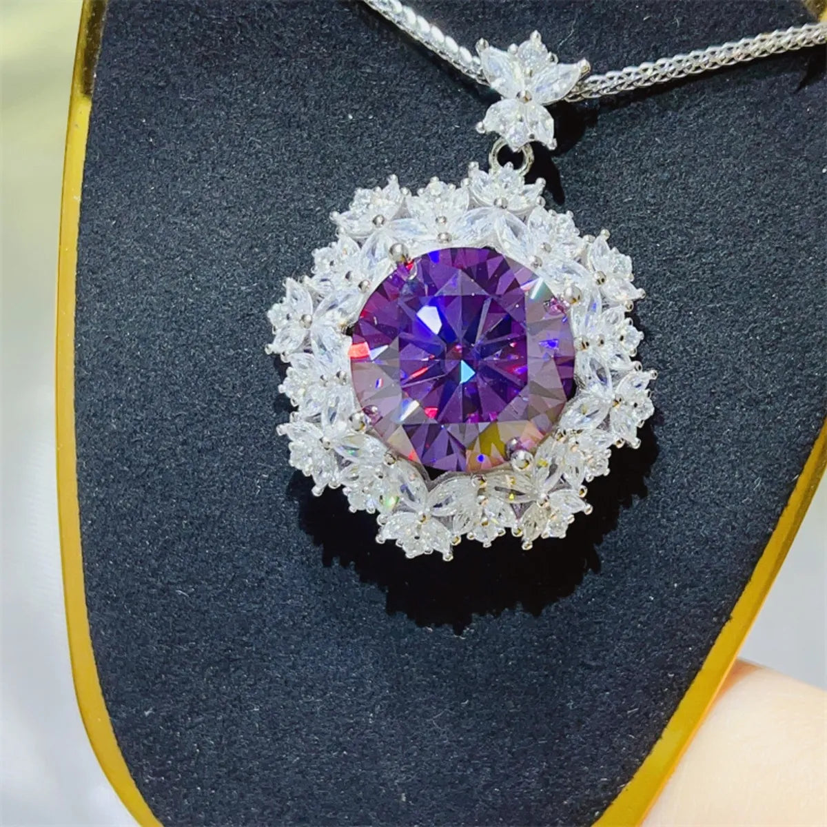 Collier en argent sterling 925 avec moissanite 10 carats - Les secrets de Cath