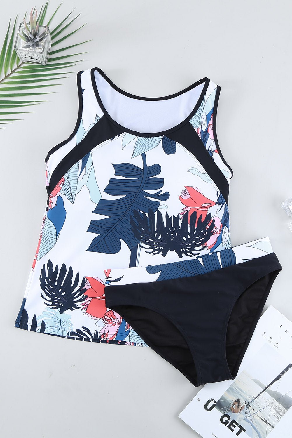 Ensemble tankini imprimé à larges bretelles - Les secrets de Cath