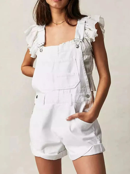 Wide Strap Square Neck Denim Overalls - Les secrets de Cath