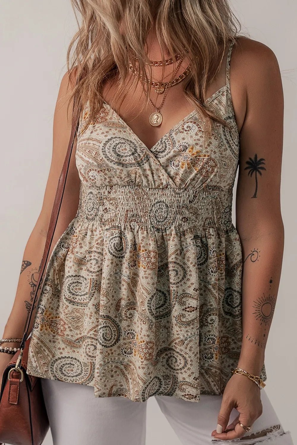 Camisole babydoll à smocks et imprimé cachemire - Les secrets de Cath
