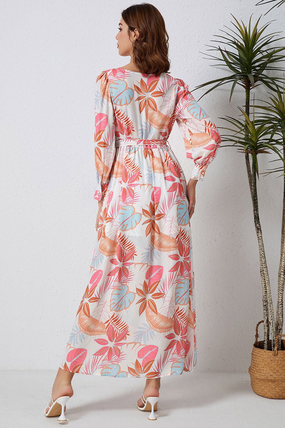 Robe longue imprimée à taille nouée - Les secrets de Cath