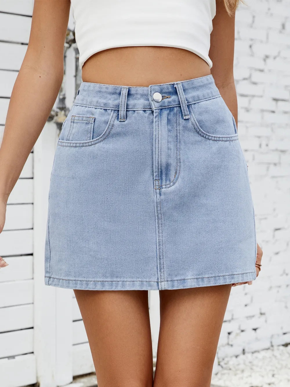 Solid Mini Denim Skirt - Les secrets de Cath