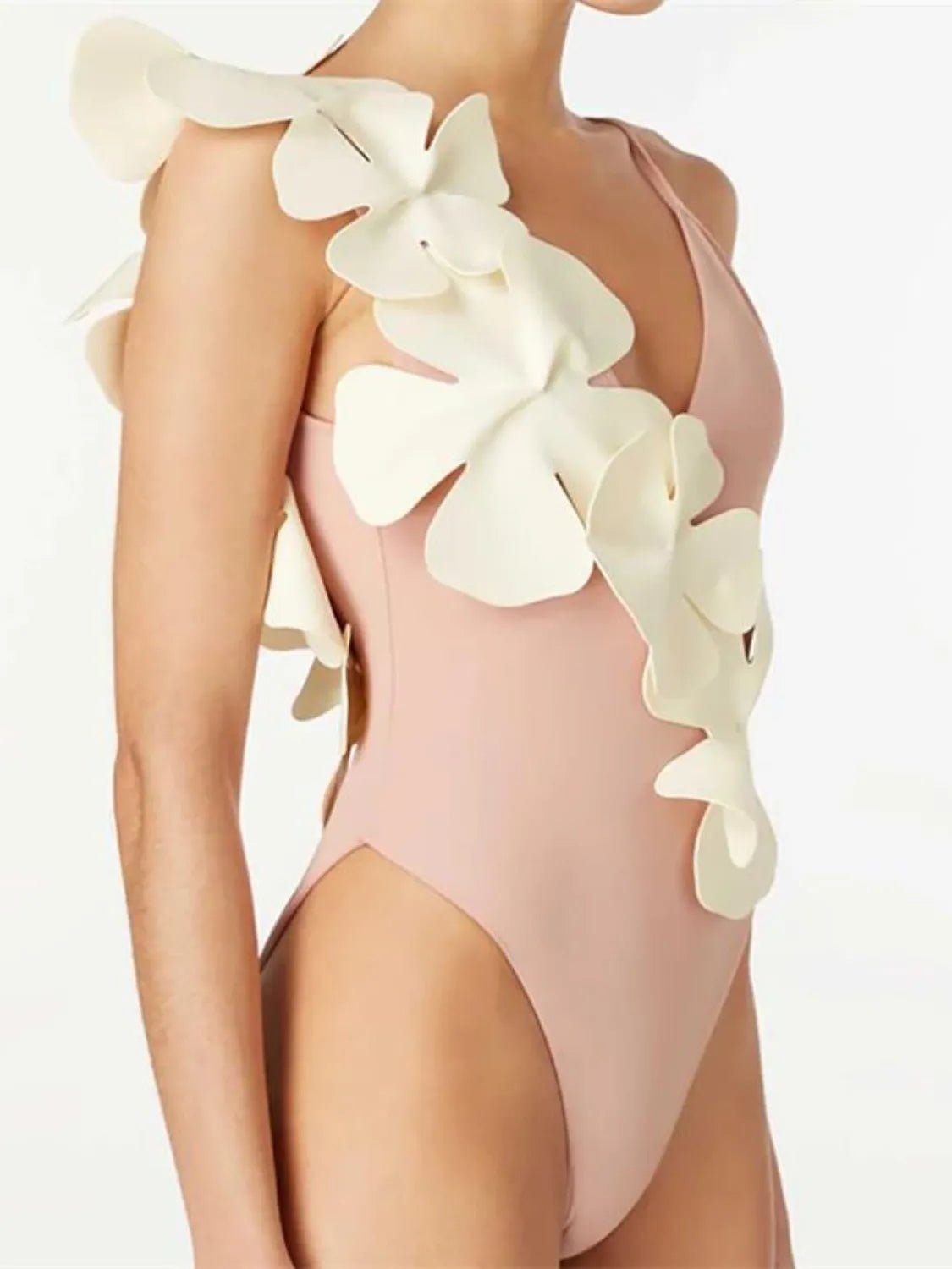 Maillot de bain une pièce à bretelles spaghetti et fleurs contrastées - Les secrets de Cath
