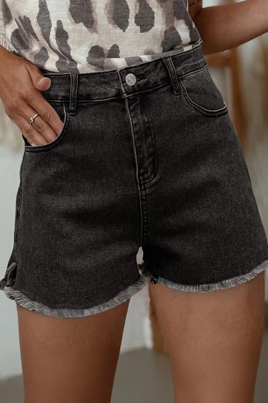 Raw Hem High Waist Denim Shorts - Les secrets de Cath