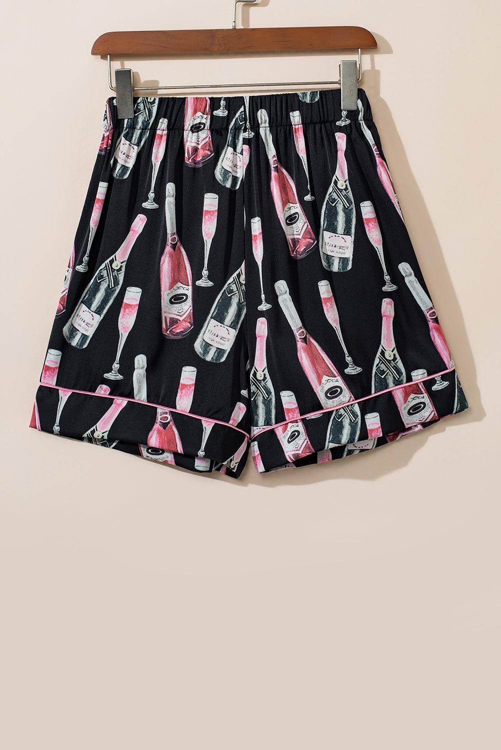 Champagne Print Short Sleeve Top and Shorts Set - Les secrets de Cath
