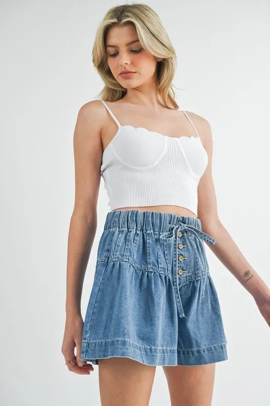 Camisole en tricot côtelé à bords festonnés MABLE - Les secrets de Cath